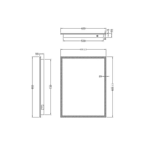 Scudo - Mosca Led Mirror With Demister Pad And Shaver Socket