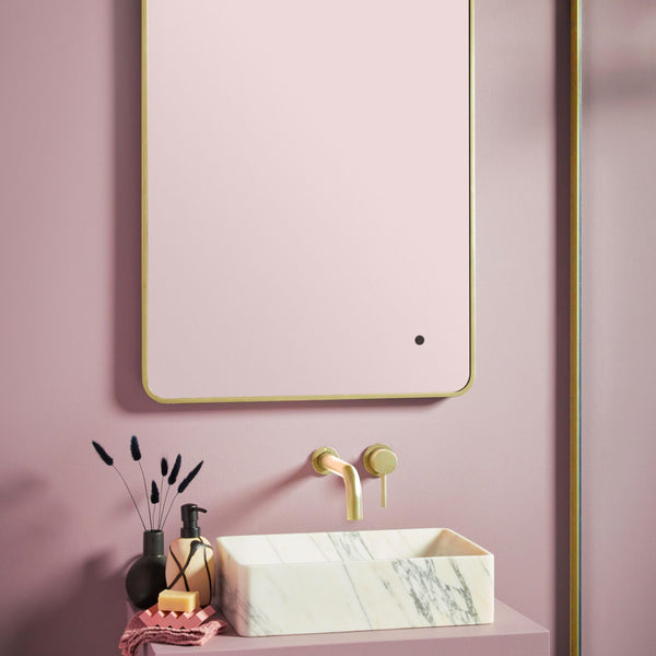 Scudo - Soft Square Led Mirror Brushed Brass Frame