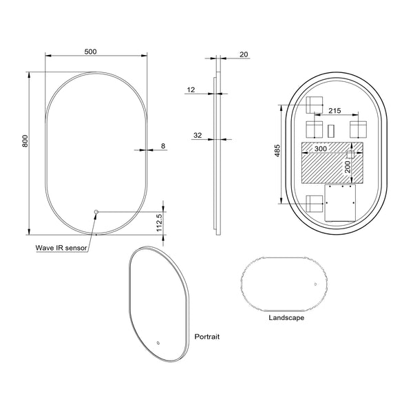 Scudo - Aubrey LED Mirror 500Mm X 800Mm