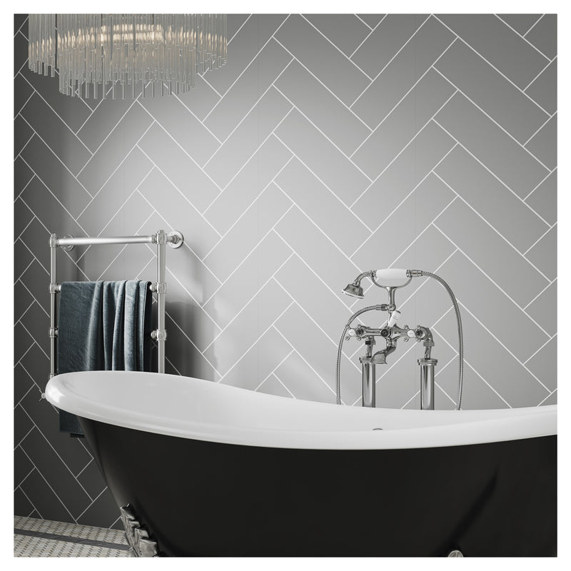 Dust Grey Herringbone Tile | Multipanel Bathroom Wall Panels