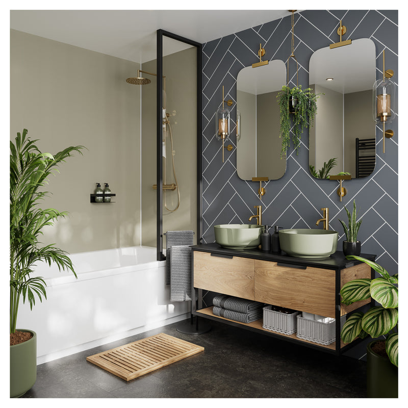 Monument Grey Herringbone Tile | Multipanel Bathroom Wall Panels