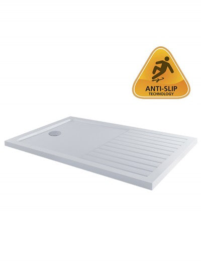 MX Elements Walk-In Shower Tray with Drying Area (White, Anti-Slip)