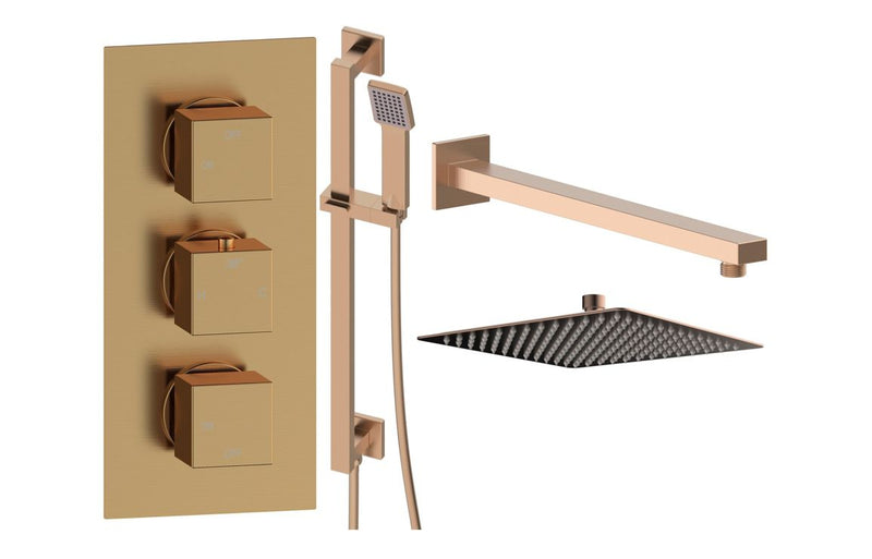 Mereva Newquay Square Shower Valve & Kit Pack 3