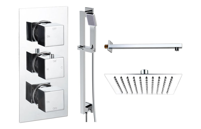 Mereva Newquay Square Shower Valve & Kit Pack 3