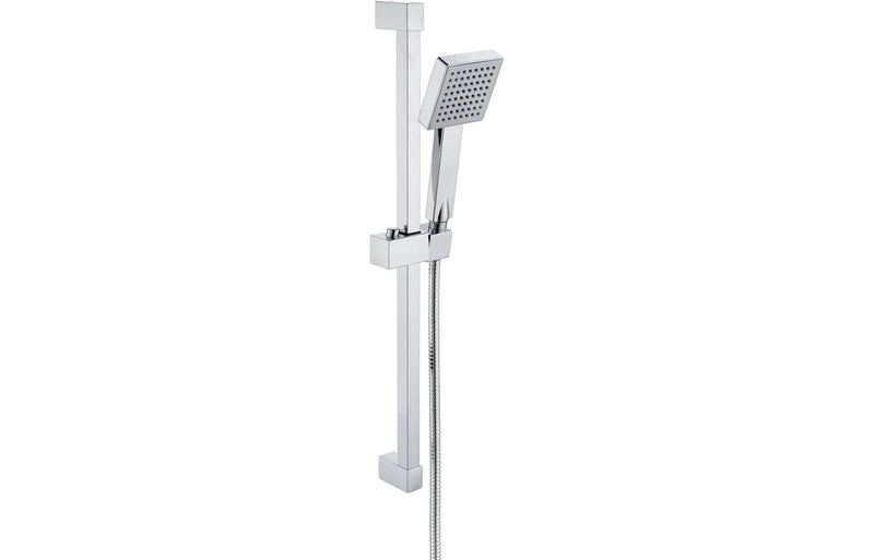 Mereva Newquay Square Slider Rail Kit & Single Mode Handset - Chrome