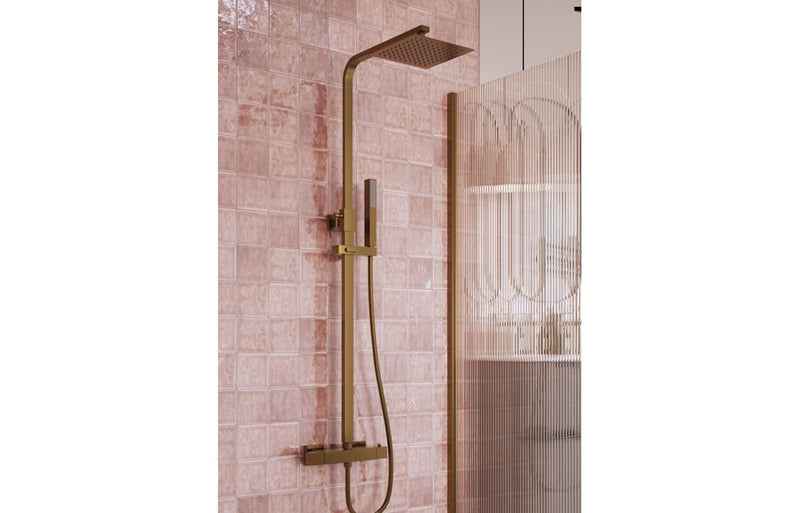 Mereva Newquay Square Thermostatic Bar Mixer w/Riser Kit