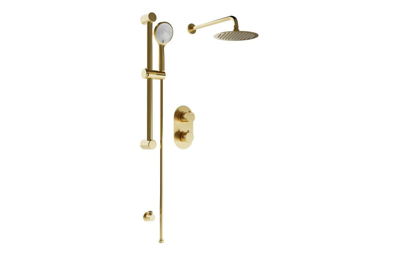 Mereva Round Concealed Valve Head with Riser Kit and Drench Head/Arm