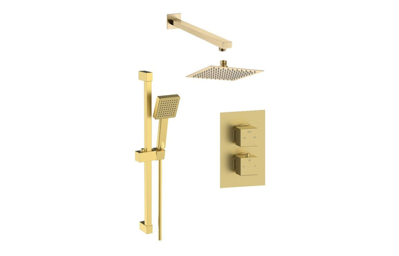 Mereva Square Concealed Valve Head with Riser Kit and Drench Head/Arm