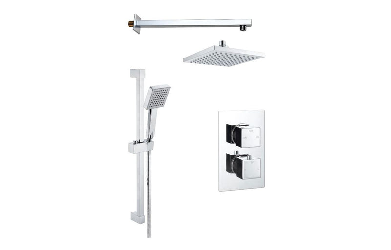 Mereva Square Concealed Valve Head with Riser Kit and Drench Head/Arm