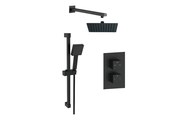 Mereva Square Concealed Valve Head with Riser Kit and Drench Head/Arm