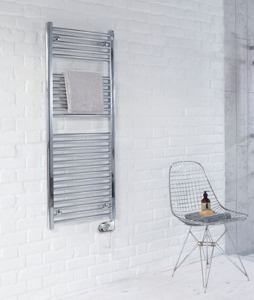 Redroom - Elan Electric Straight Towel Warming Radiator with Thermostatic Controller - Chrome