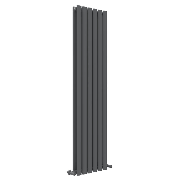 Tailored Bathrooms - Albany Anthracite Oval Panel Radiator