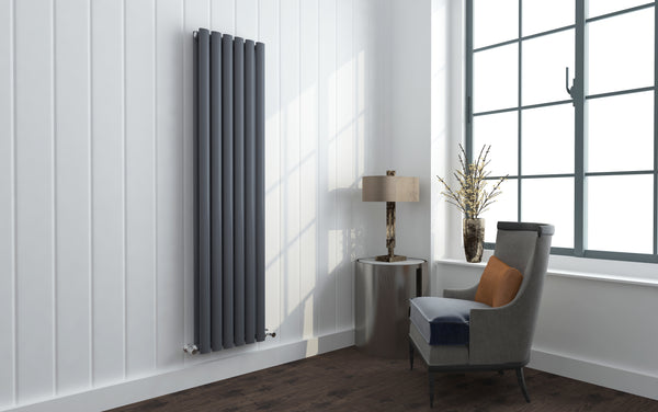 Tailored Bathrooms - Albany Anthracite Oval Panel Radiator