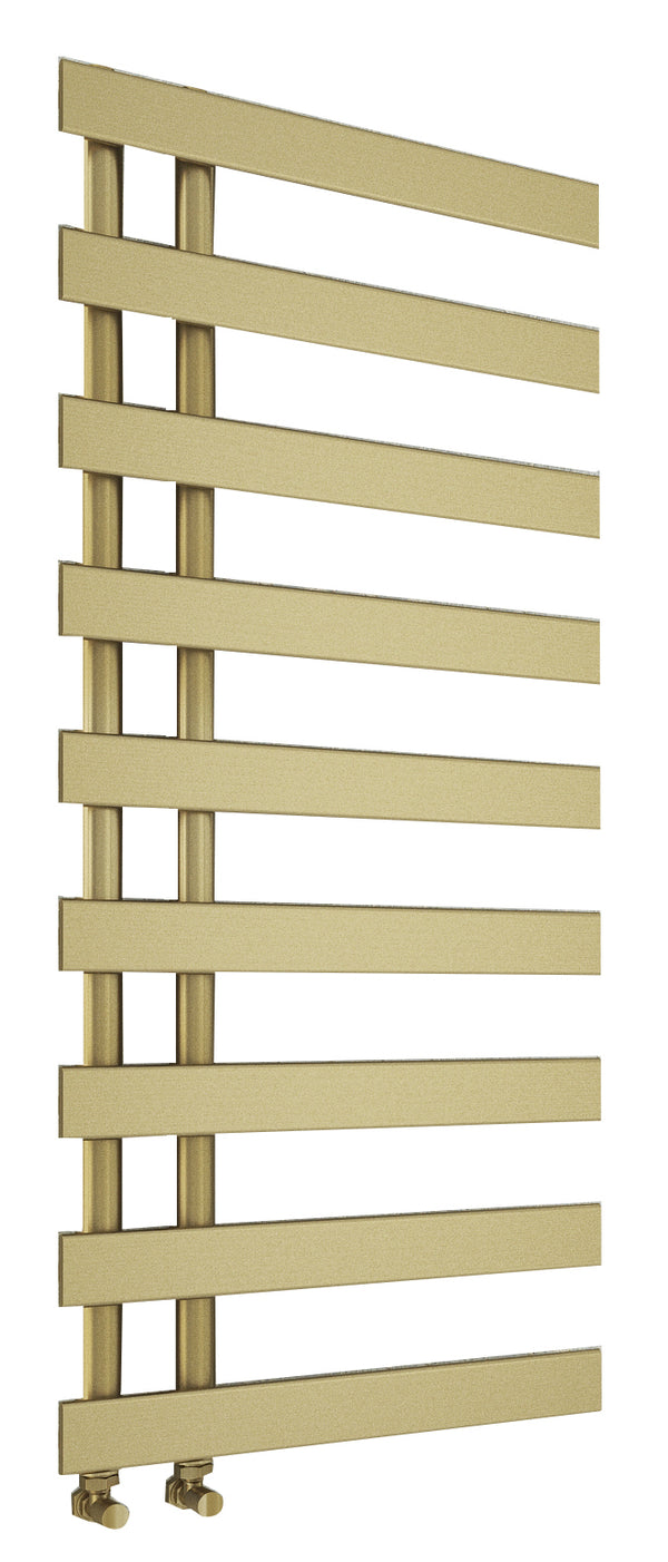 Milton Brushed Brass Offset Towel Radiator | Tailored Bathrooms