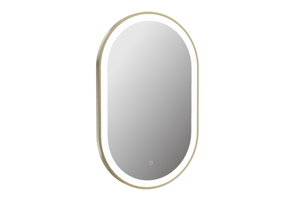 Martha Brushed Brass LED Touch Mirror with Demister | Tailored Bathrooms