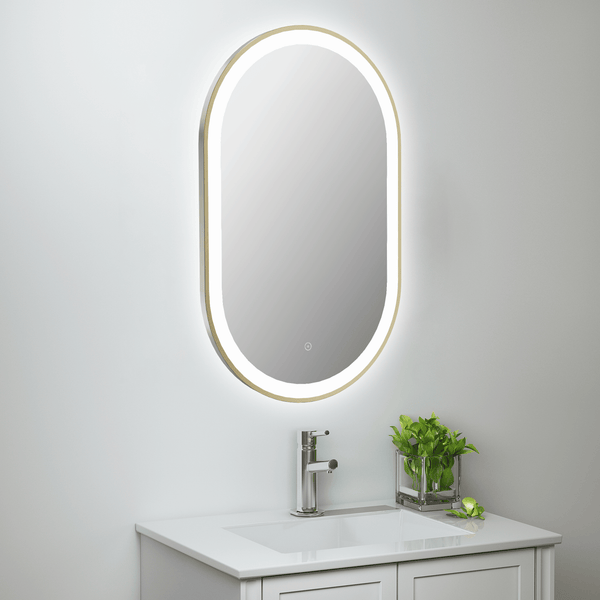 Martha Brushed Brass LED Touch Mirror with Demister | Tailored Bathrooms