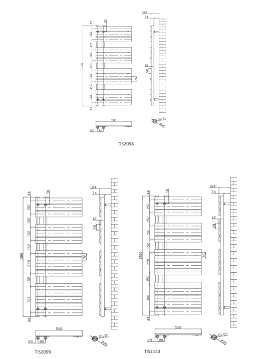 Tailored Bathrooms - Wellington Black Designer Offset Towel Radiator