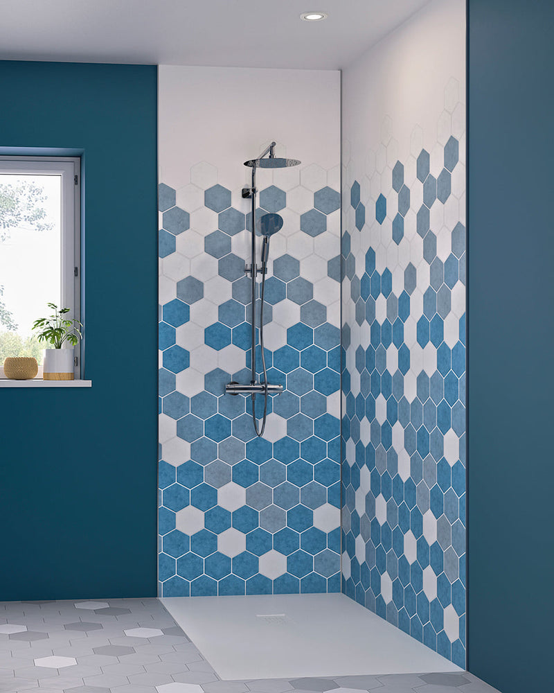 Kinewall |  Blue Monochrome Hexagon Panel