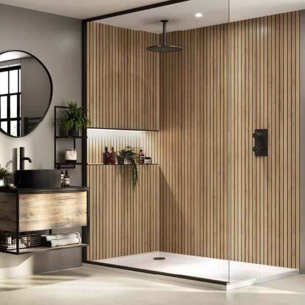 Brown Cuneo Oak - Multipanel Naturepanel Bathroom Wall Panels 2400mm x 598 Hydrolock