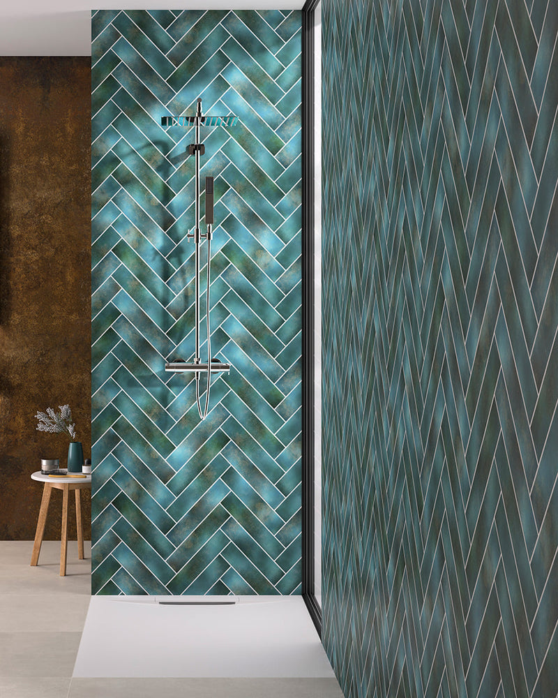 Kinewall | Green Blue Herringbone Panel