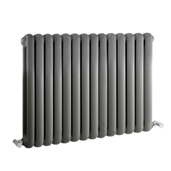 Frontline - Aqua Kenmare horizontal wall-mounted radiator with double-panelled heat rails in Anthracite