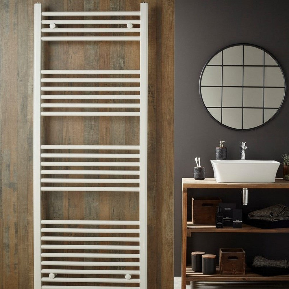 Redroom - Elan Straight White Towel Warming Radiator – Bath & More UK