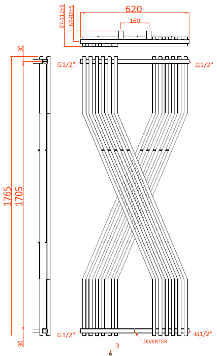 Reina Coredo Designer Radiator - 620 x 1760