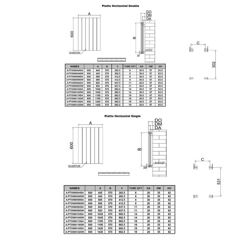 Reina Piatto Horizontal Radiator