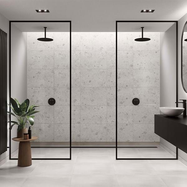 White Terrazzo Tile Multipanel Bathroom Wall Panels
