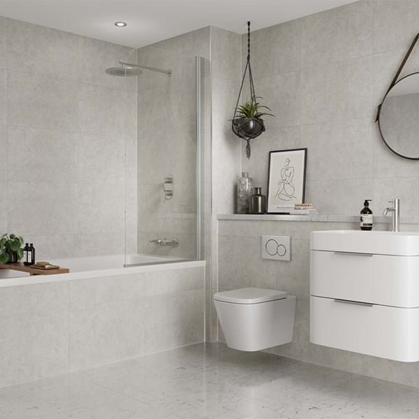 White Mineral Tile Multipanel Bathroom Wall Panels