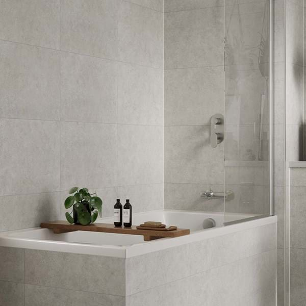 White Mineral Tile Multipanel Bathroom Wall Panels