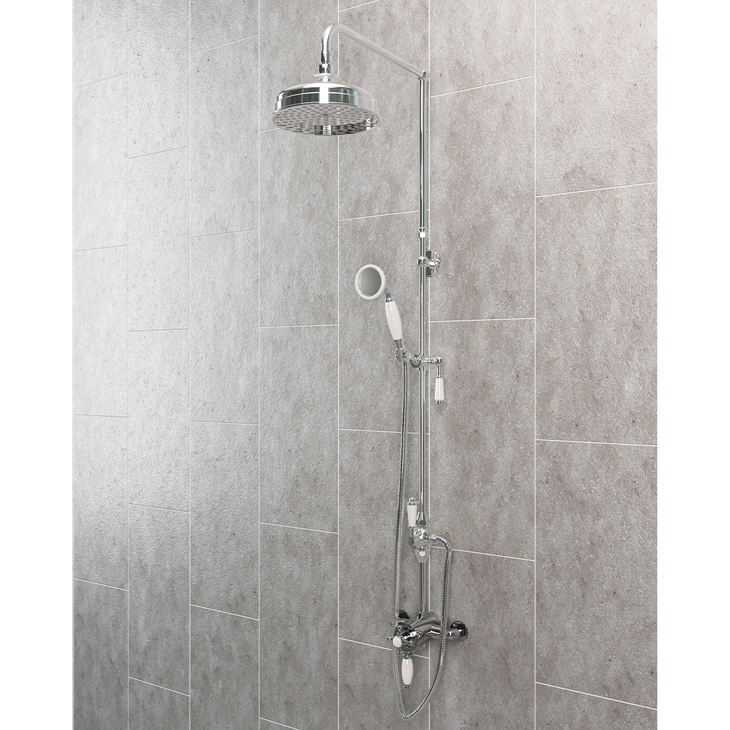 White Shower Riser Eastbrook Traditional Riser with Diverter and Shower Kit – Bath & More UK