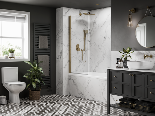 Calacatta Marble Multipanel Bathroom Wall Panels in Shower
