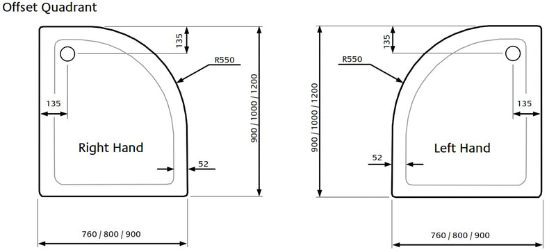 Lakes Low Profile Stone Resin Quadrant Shower Tray (Offset)