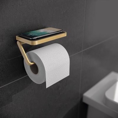 HiB Toilet Roll Holder with Shelf & Anti-slip Mat